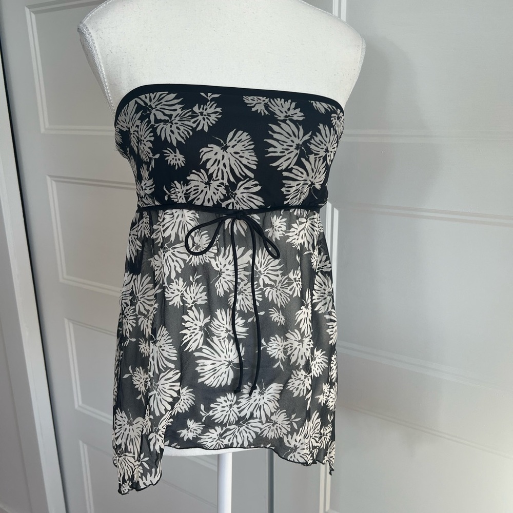 Silk strapless sheer top